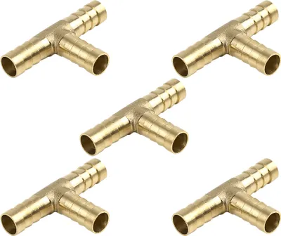 Produktbild von 5 Stück Schlauchverbinder 10mm T-Schlauchverbinder Messing 3 Wege T Stück Schlauchtülle für Luft Wasser Gas Öl Rohr