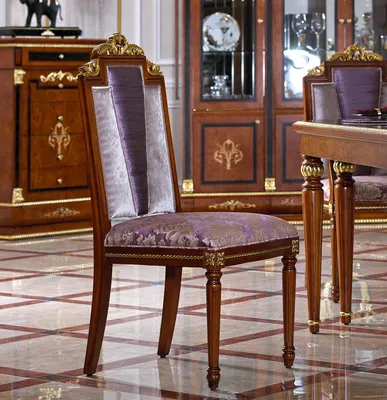 Produktbild von Esszimmer 1 Sitzer Stuhl  Sessel Holz Luxus Barock Rokoko Möbel Designer E38