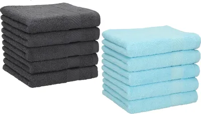 Produktbild von Betz 10 Stück Seiftücher 30x30 cm PALERMO 100% Baumwolle  Farbe: anthrazit und türkis