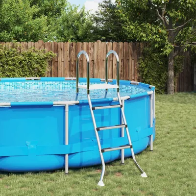 Produktbild von PUEAZU Leiter für Aufstellpools 100 cm 3-stufig Edelstahl 304 Silber - Poolzubehör &36071