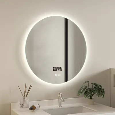 Obrázok produktu pre Kruhové zrkadlo – čierna farba – priemer 80 cm, 30 W, funkcia proti kondenzácii a Wi-Fi