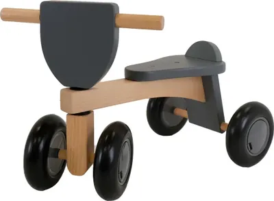 Produktbild von Bandits & Angels Vintage Rider Graues Holz-Laufrad ab 1 Jahr - Für Jungen und Mädchen - Graues Holz-Laufrad - Vierrädrig - Geräuscharme und kratzfeste Räder