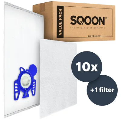 Produktbild von SQOON Staubsaugerbeutel 10 Stück Geeignet für Miele G/N FilterPlus, – Ersatz-Staubbeutel, hohe Filtration für optimale Staubaufnahme, langlebig & passgenau