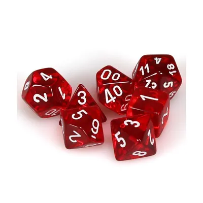 Produktbild von Chessex 7-Würfelset Translucent Rot/Weiß