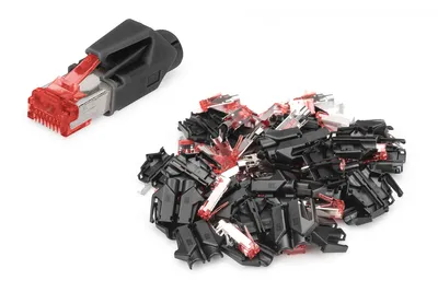 Produktbild von Digitus Hirose Modular Stecker, CAT 6 TM 21 - 10 Stk., RJ-45, Schwarz, Rot, Stecker, Gerade, Polycarbonat (PC), Cat6