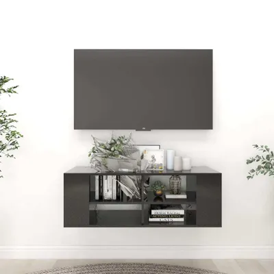 Produktbild von vidaXL TV-Wandschrank Hochglanz-Schwarz 102x35x35 cm Holzwerkstoff