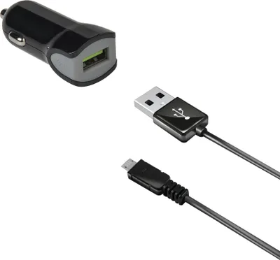 Productafbeelding van Autolader, 2,4 A, met zwarte Micro-USB-kabel