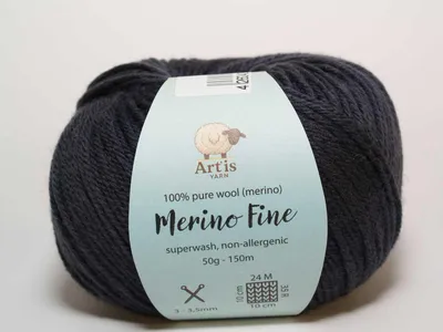 Obrázek produktu pro Merino Fine Art'is Yarn 100 % Vlna | Superwash & antialergická (50 g/150 m) (93 antracitově šedá)
