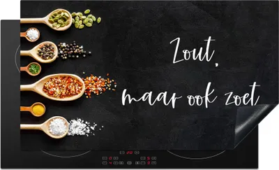 Produktbild von KitchenYeah© Herdabdeckplatte Sprichwörter - Kochen - Salzig, aber auch süß - Zitate - Gewürze , 91x52cm, Küche Deko, Glaskeramikkochfeld Herdabdeckung, Abdeckplatte fùr Kochfeld