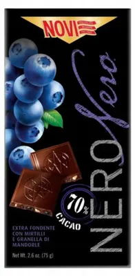Image de Chocolat noir aux myrtilles Novi, 75 g
