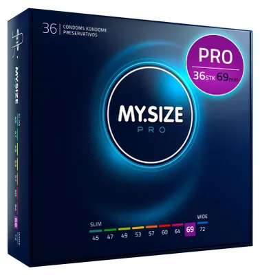 Produktbild von MY.SIZE PRO ELITE Kondome, Größe 7, 69 mm, XXL, 36 Stück – Extra reines Vytex-Latex, leicht zu öffnen