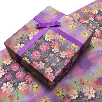 Produktbild von Sommer Einwickelpapier - Violette Blumen - 4 Blätter Wildblumen Geschenkepapier - Für Sommer Baby Bad Geburtstag Mädchen Jungen Fee Party Dekorationen.