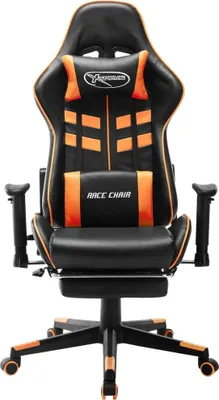 Image de vidaXL Chaise de jeu avec repose-pieds noir et orange similicuir