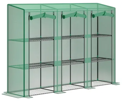 Imagen del producto de Invernadero, con 9 estantes, diseño impermeable, color verde claro