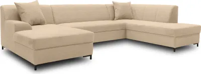 Produktbild von DOMO Collection Wohnlandschaft BALME Ecksofa, Couch in U-Form mit Schlaffunktion, Longchair links, 152 x 297 x 195 cm, Polstergarnitur, Wellenunterfederung, Sofalandschaft in beige