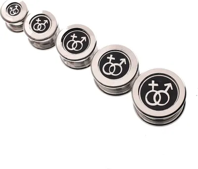 Immagine prodotto di Ohr Flesh Stahl Tunnel Piercing a vite - Logo simbolo di genere - 1920G.12mm