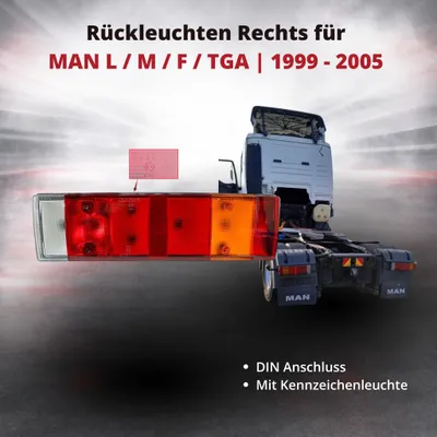 Produktbild von Rückleuchte Heckleuchte Rücklicht Rechts für MAN L / M / F / TGA | 1999 - 2005 | DIN Anschluss | OEM 81.25225.6464
