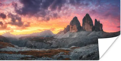 Produktbild von MuchoWow® Poster Felsen - Berg - Sonnenuntergang - Landschaft 40x20 cm - Poster für die Wand - Poster Schlafzimmer