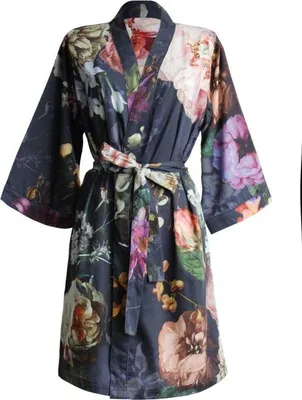 Produktbild von Essenza Satin-Kimono Fleur Größe l, Farbe Nightblue