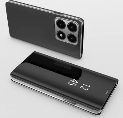 Produktbild von Handyhülle für Xiaomi 14T Clear View Hülle Klapp Flip Hülle Bumper Cover Spiegel Mirror, Farbe: Schwarz
