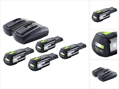 Obrázek produktu pro Festool energetická sada 4x BP 18 Li 3,0 Ergo I akumulátor 18 V 3,0 Ah / 3000 mAh Li-Ion ( 4x 577704 ) + TCL 6 DUO dvojitá nabíječka ( 577017 ).