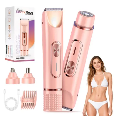 Obrázek produktu pro Holící strojek pro ženy, 4 v 1, elektrický, pro depilaci intimních partií, růžová barva