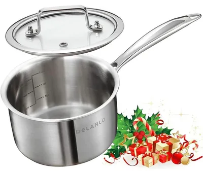 Produktbild von Stielkasserolle 18 cm 2,4 L mit Glasdeckel, Edelstahl, dreilagig