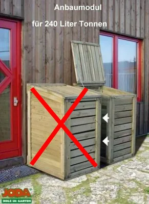 Produktbild von JODA Holz Anbaumodul 'DINO' 74x85x115/131cm 240 Liter Mülltonnenbox Müllbox