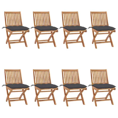 Produktbild von Maison Exclusive - Klappbare Gartenstühle mit Kissen 8 Stk. Massivholz Teak