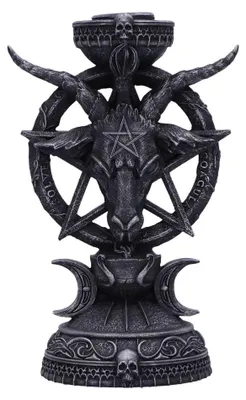 Baphomet Kerzenhalter, 15,5 cm, Schwarz, Harz