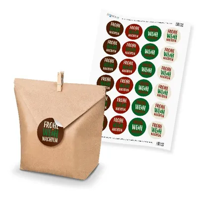 Produktbild von SET Frohe Weihnachten (Motiv 48) 24x Geschenktüten + 24x MiniKlammer + 24x Stick