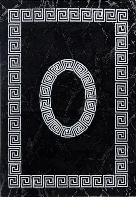 Produktbild von Villa Möbel Pluiva moderner Wohnzimmer-Teppich, Designteppich, Mäander-Design, Farbe:Schwarz, Grösse:200x290 cm