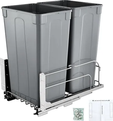 Image de Double poubelle extensible - Poubelle de cuisine Soft-Close 50Qtx2 - Poubelle pratique pour la cuisine