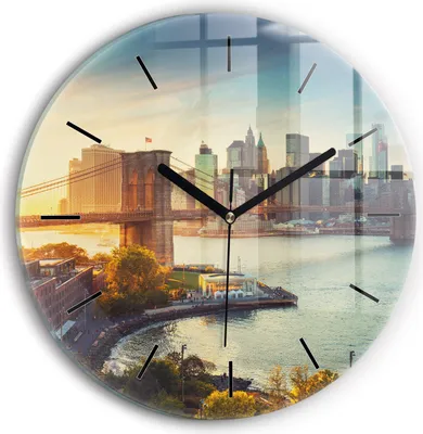 Produktbild von Wallfluent Wanduhr – Stilles Quarzuhrwerk - Uhr Dekoration Wohnzimmer Schlafzimmer Küche - Zifferblatt mit Striche - schwarze Zeiger - 30 cm - New York Manhattan