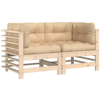 Produktbild von vidaXL Ecksofas mit Kissen 2 Stk. Massivholz Kiefer