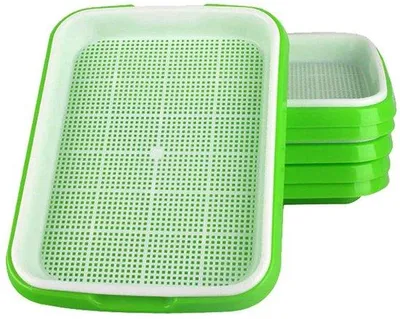 Produktbild von Ibenzoa® Komplett-Set 6 Keimschalen für Hydrokultur – BPA‑freie, spülmaschinenfeste Keimbox mit 24 Pflanzpapier, 33,7×24,5×4,2 / 32,3×23,5×3,6 cm