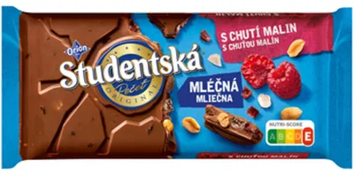 Image de Studentska Chocolat framboise 170g avec un fourrage intense à la framboise