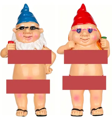2 Gartenzwerge nackt, wetterfest, Kunstharz, 12x6 cm, Deko
