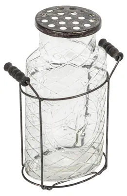 Image de Vase en verre et en métal, 10,5 pouces