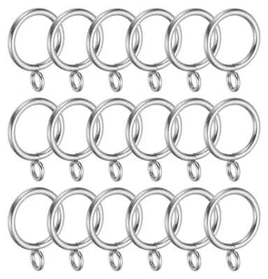 Produktbild von Metall Gardinenringe mit Ösen - 18 Stück Set - Für Vorhangstangen - 25 mm Innendurchmesser - Silberton