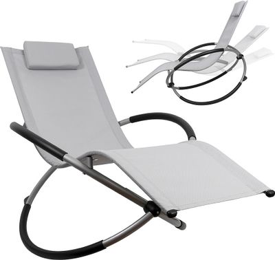 Mucola hojdacie lehátko skladacie relaxačné lehátko lehátko na slnenie lehátko 200 kg zaťažiteľné záhradné lehátko plážové lehátko balkónové lehátko - sivé
