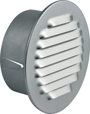 A silver metal vent with horizontal slats.