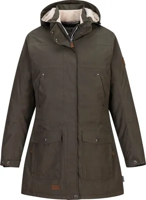 Produktbild von Blue Wave Damen Funktionsparka Outdoor-Jacke Anke - Funktionsmantel Funktionsjacke mit Fleece-Rücken und Kapuze in Oliv Größe 46