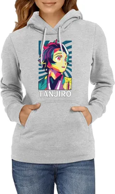 Produktbild von Damen Kapuzenpullover Demon Anime Slayer Tanjiro Kamado 012, Lady XS / Grau