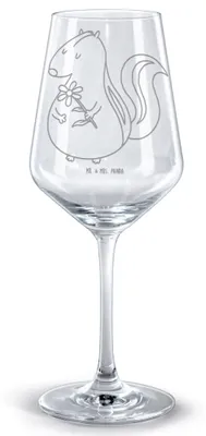 Produktbild von Mr. & Mrs. Panda Weinglas Stinktier Blume - Transparent - Geschenk, Rotweinglas mit Gravur, Skunk, wein glas, graviert, Stinker, Burgunderglas, Dreams, Raubtier, Träume