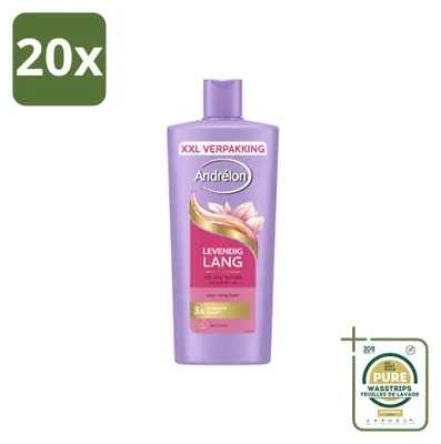 Imagen del producto de 20 champús Andrélon Levendig Lang, 685 ml cada uno, pack de 20 unidades