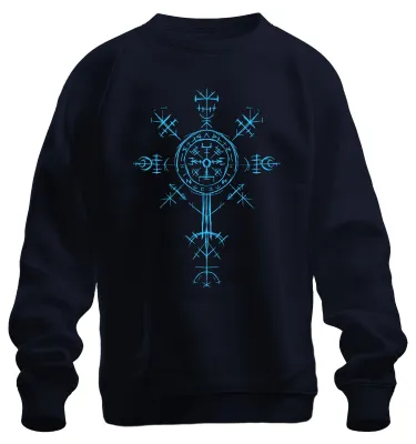 Produktbild von Vegvisir Wikinger Runenkompass Nordisch Schutzsymbol Sweatshirt Pullover, Navy, M