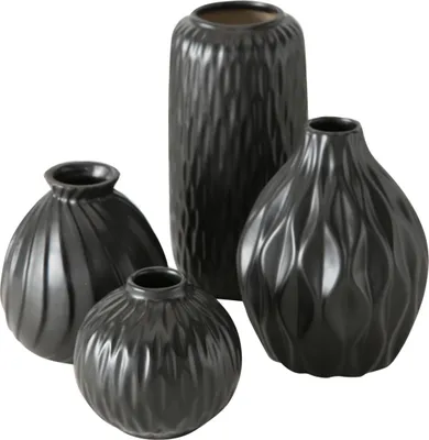 Immagine prodotto di Boltze Vase Zalina 4-teilig schwarz, Blumenvase, Keramik Vase für Blumen