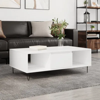 Zdjęcie produktu dla Maison Exclusive – stolik kawowy biały 104 x 60 x 35 cm, materiał drewnopochodny