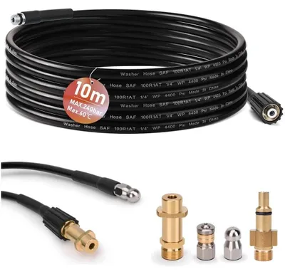 Immagine prodotto di Tubo per pulizia fognature idropulitrice - Tubo da 10 m - 240 bar - M22 - 0,4 mm